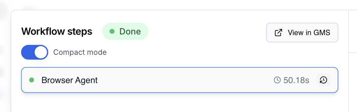 Bouton Agent trace dans les étapes du workflow