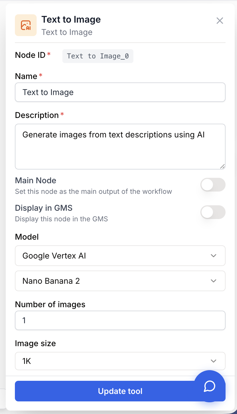 Paramètres Text to Image ratio format nombre d'images références Gemini multi-modèles