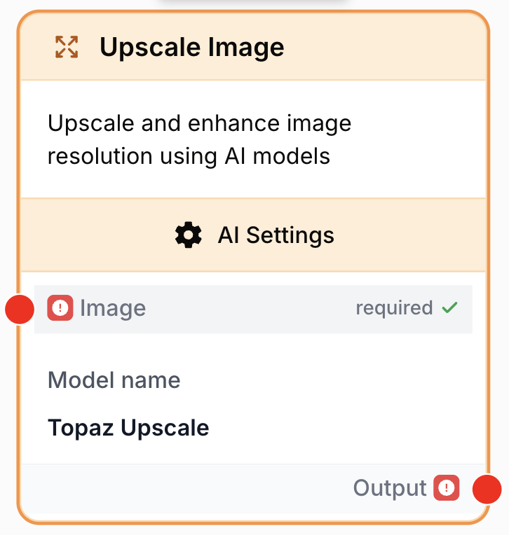 Node Upscale Image sur le canevas avec image entrée et sélecteur de modèle