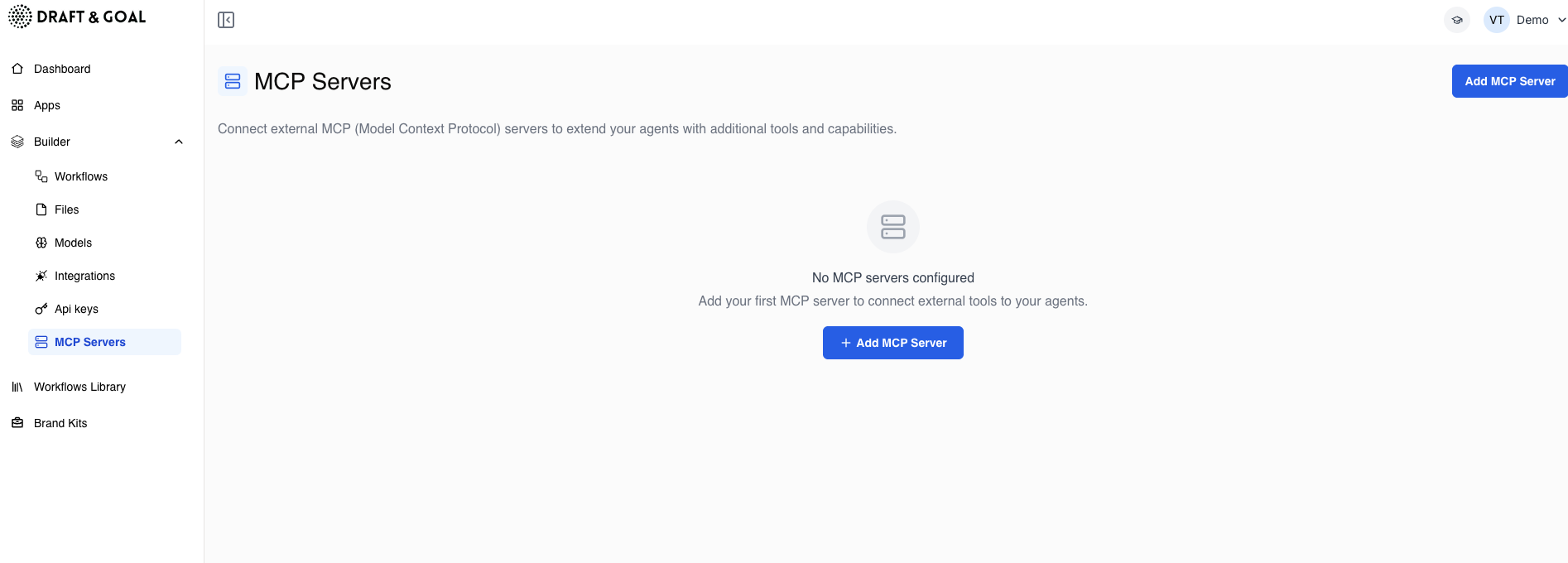 Page Serveurs MCP