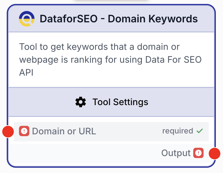 Node DataForSEO mots-clés domaine relie inventaire concurrents workflow française SEO