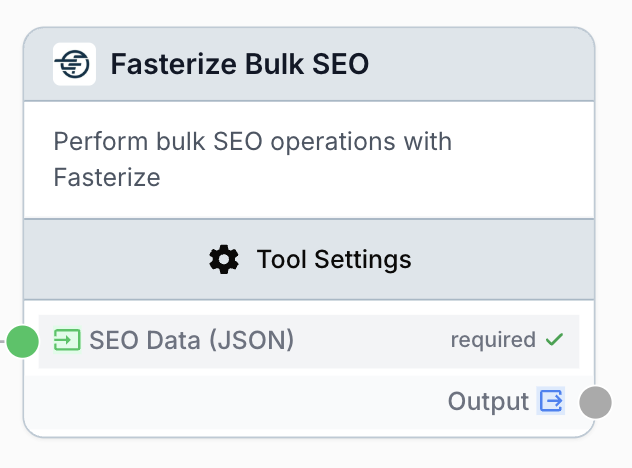 Node Fasterize Bulk SEO enchaîne correctifs français sur inventaires URLs workflow Studio