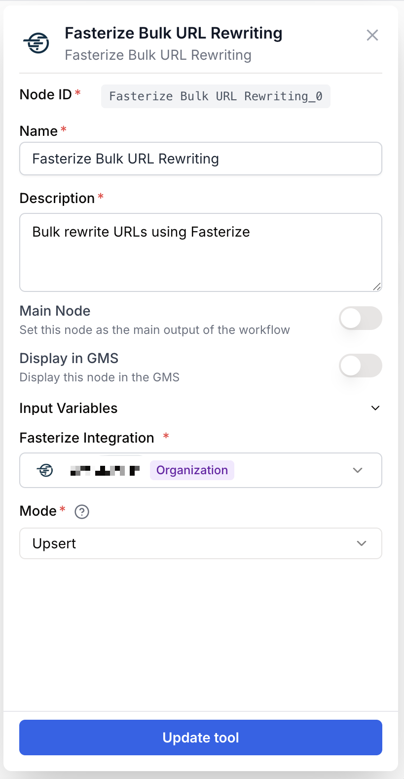 bulk url rewriting node settings panel