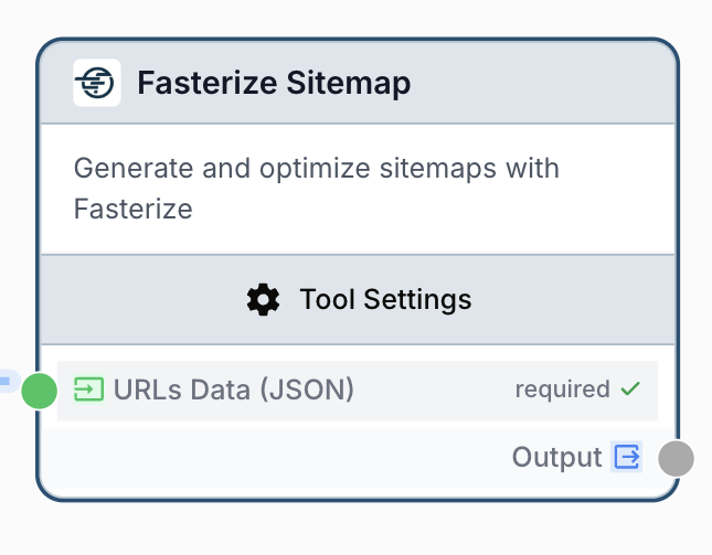 fasterize sitemap node on the workflow canvas