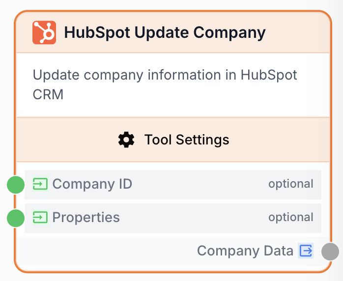 Node HubSpot update société propage propriétés CRM depuis workflow française mapping