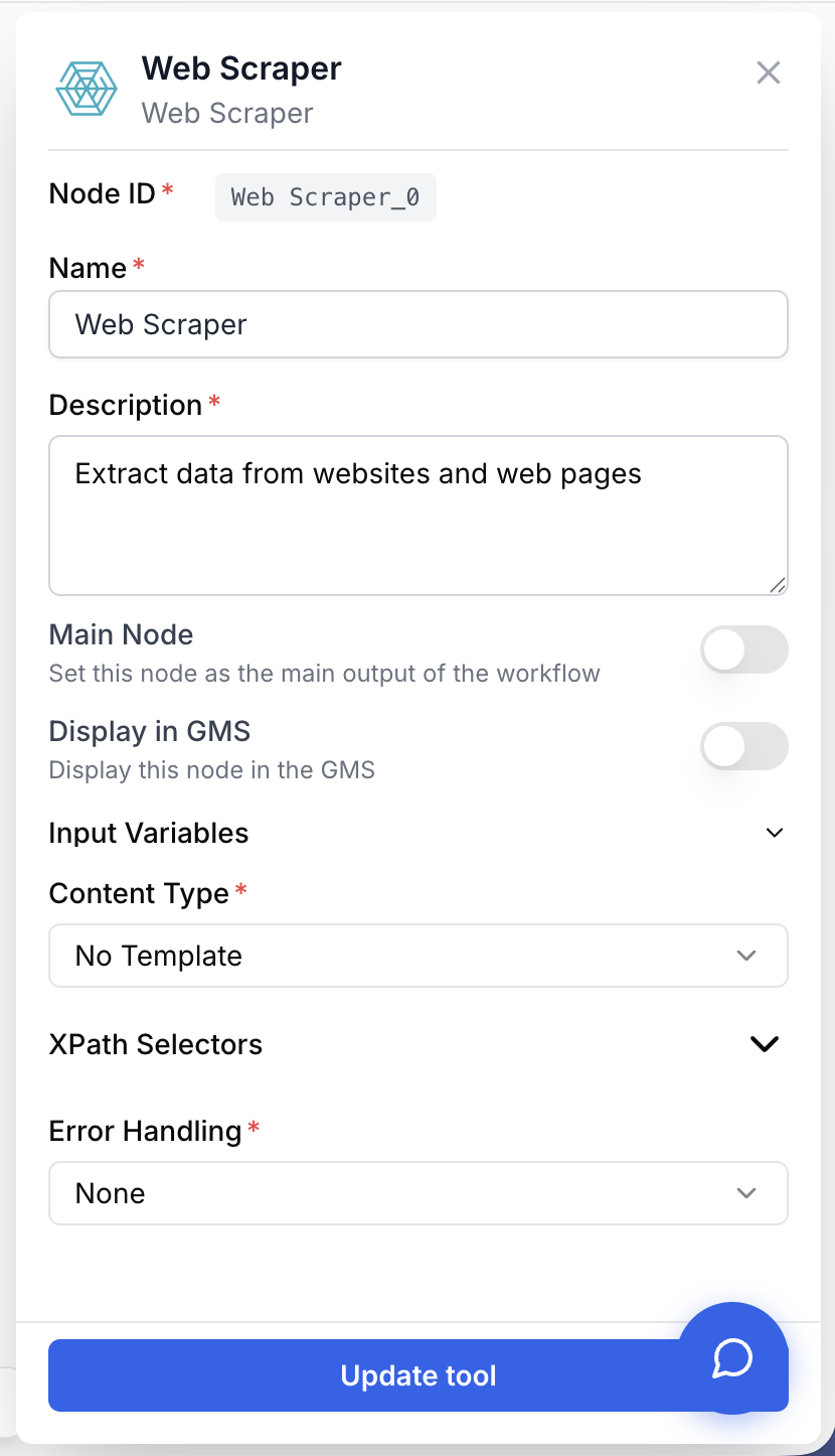 Paramètres Web Scraper sélecteurs auth export cadence gabarit crawl française interface