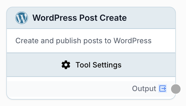 wordpress post create node on the workflow canvas