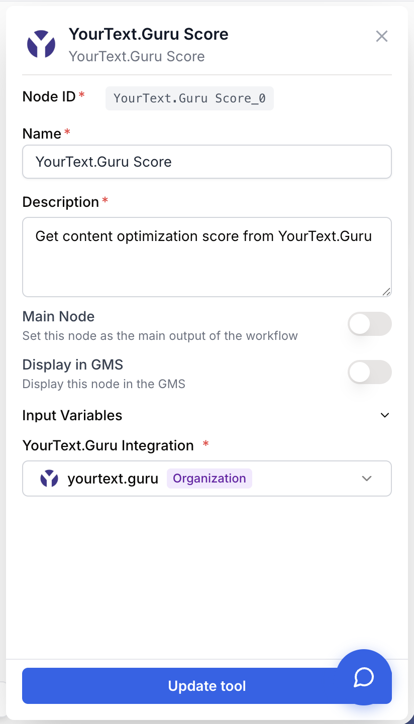 Paramètres score YourText Guru rubriques pondération références corpus française benchmarking
