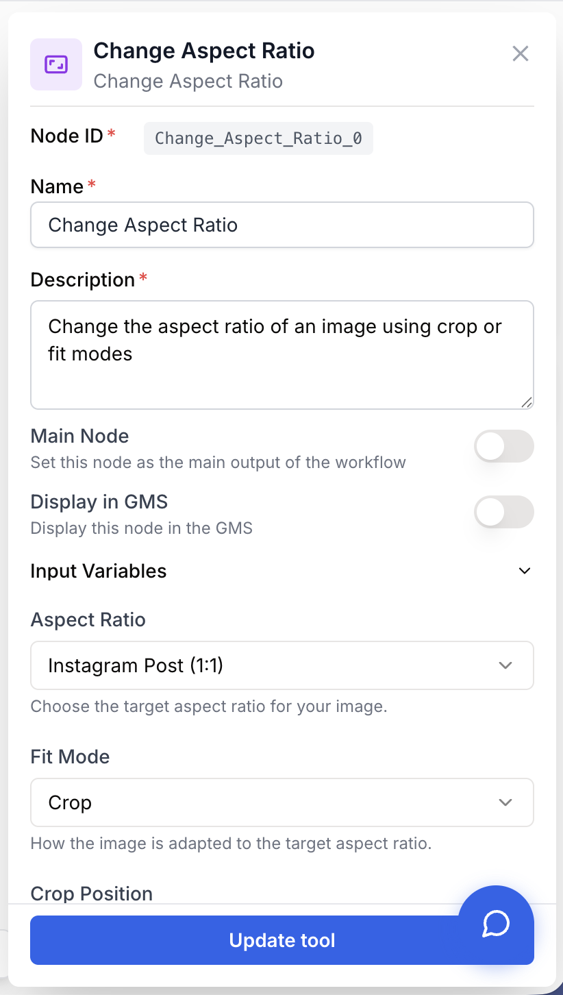 Presets ratios crop fit fond couleur et dimensions Change Aspect Ratio