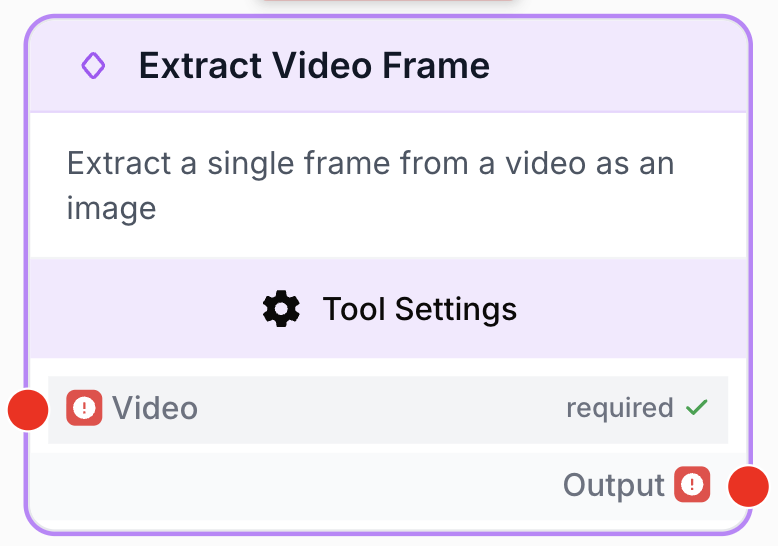 Node Extract Video Frame prélevant une image depuis vidéo connectée fichier