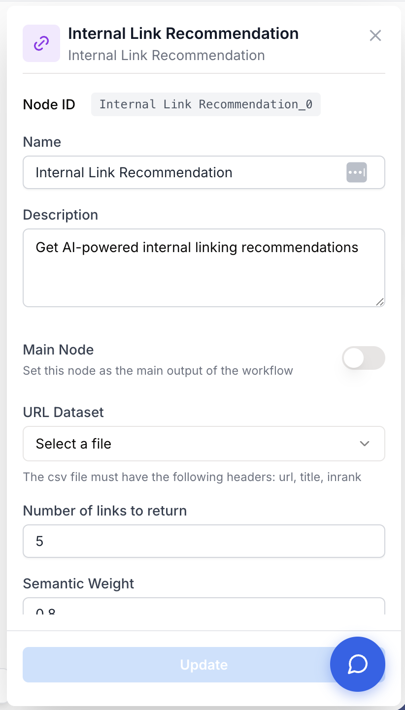 Réglages import CSV nombre de liens et pondération sémantique PageRank