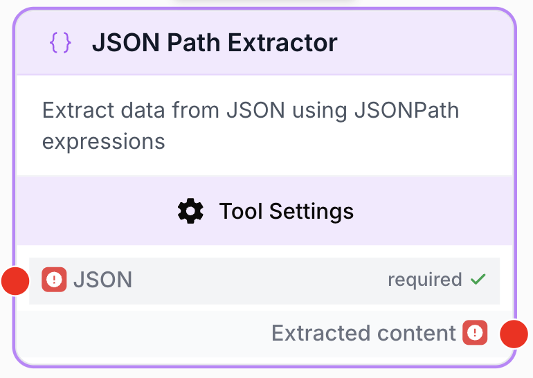 Node JSON Path Extractor interrogant JSON imbriqué depuis le graphe workflow