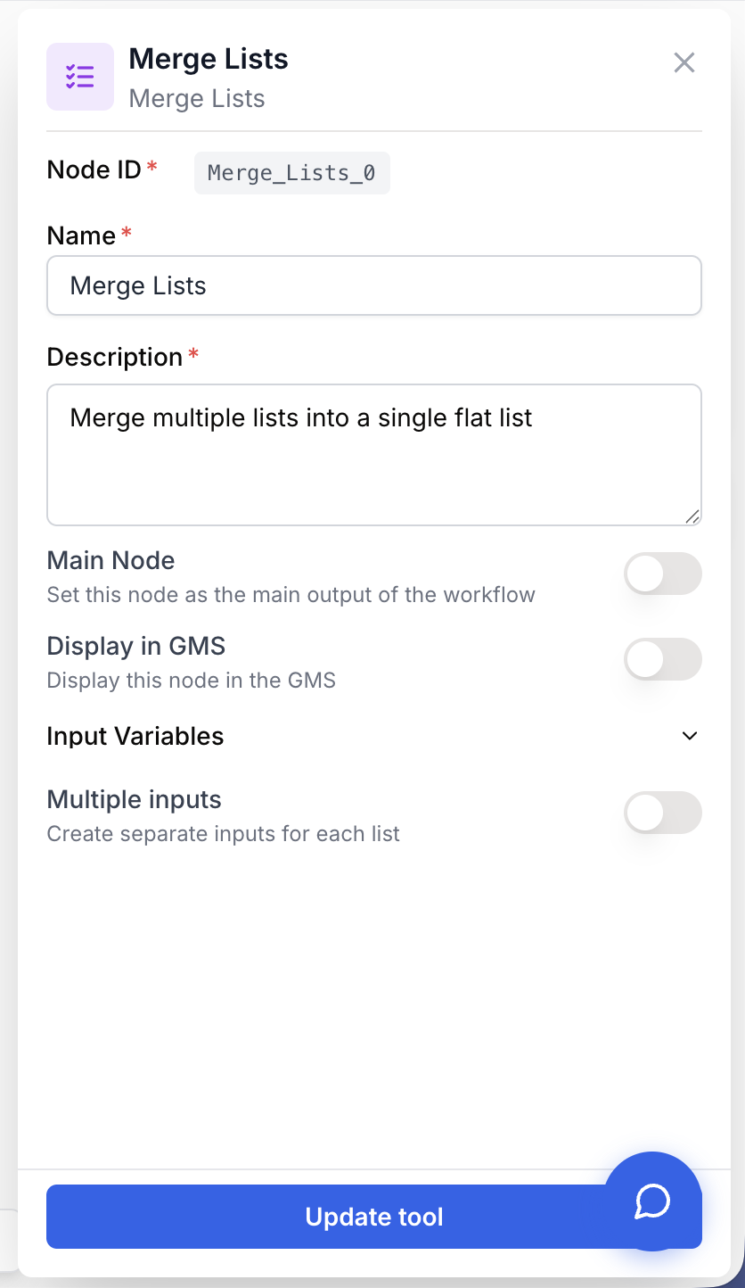Paramètres Merge Lists : correspondance des clés mode zipper et nommage