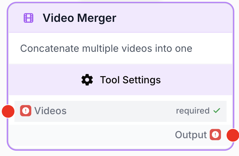 Node Video Merger combinant plusieurs séquences reliées avant export
